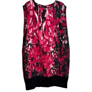 Anne Klein Womens Sleeveless Abstract Artsy Red & Black Shift Dress Size 14W